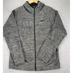 Nike Dri-FIT Full Zip Hoodie Jacket Mens L Gray Black Swoosh Athleisure